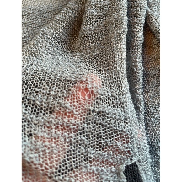 Hands to Hearts Sheer Knit Top Sweater Burnout Distressed Long Sleeve Gray L XL - Picture 13 of 15